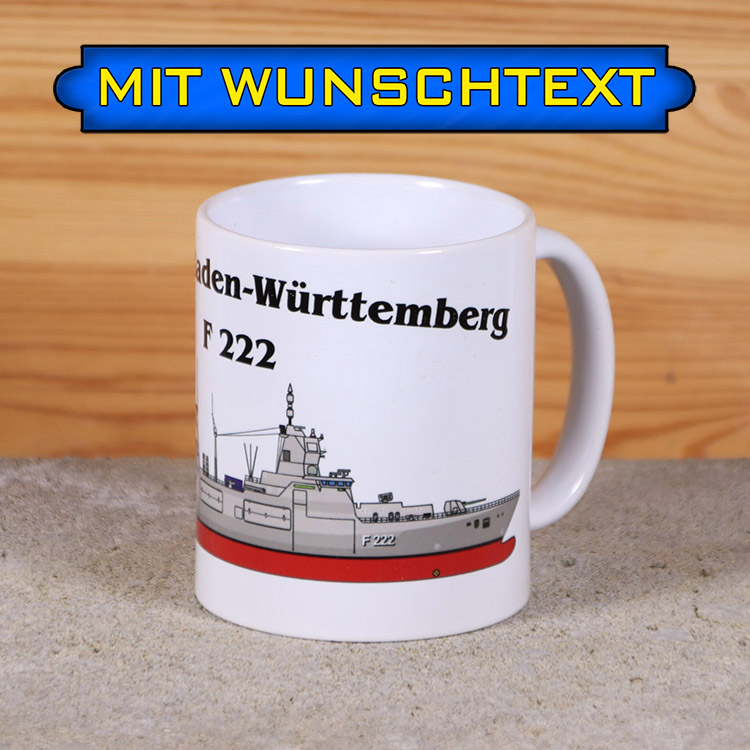 Tasse Fregatte Baden-Württemberg mit Silhouette und Wunschtext