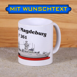 Tasse Korvette Magdeburg mit Silhouette und Wunschtext