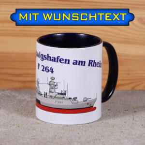 Marine-Tasse Korvette Ludwigshafen am Rhein mit Silhouette und Wunschtext