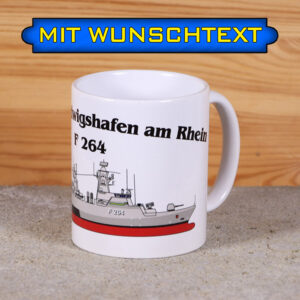 Tasse Korvette Ludwigshafen am Rhein mit Silhouette und Wunschtext