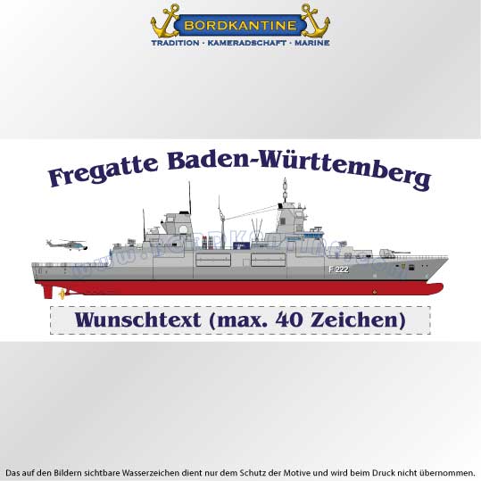 Marine-Tasse Fregatte Baden-Württemberg mit Silhouette und Wunschtext – Bild 2