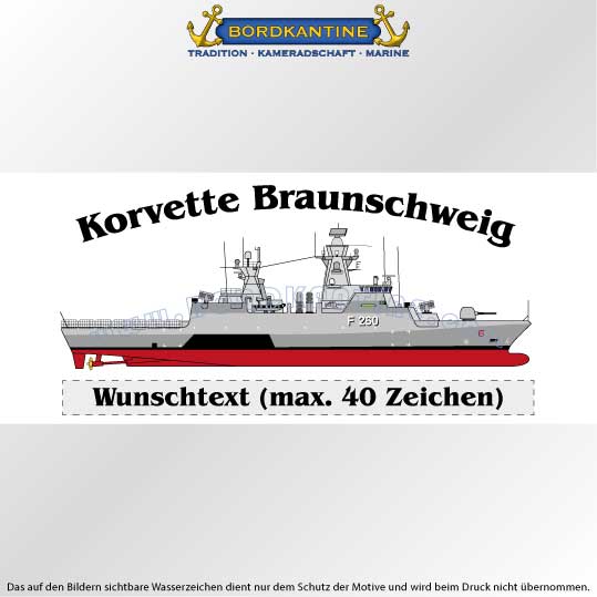 Tasse Korvette Braunschweig mit Silhouette und Wunschtext – Bild 2