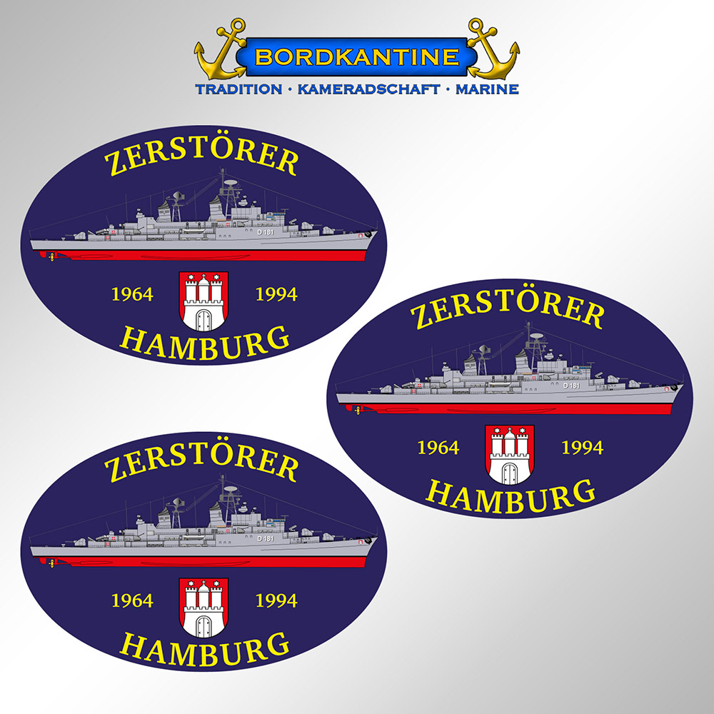 Aufkleberset Zerstörer Hamburg - Silhouette