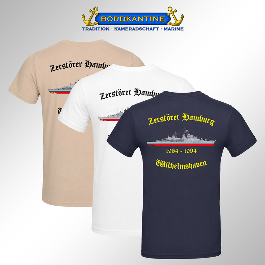 T-Shirt Zerstörer Hamburg (D 181) - Wappen & Silhouette